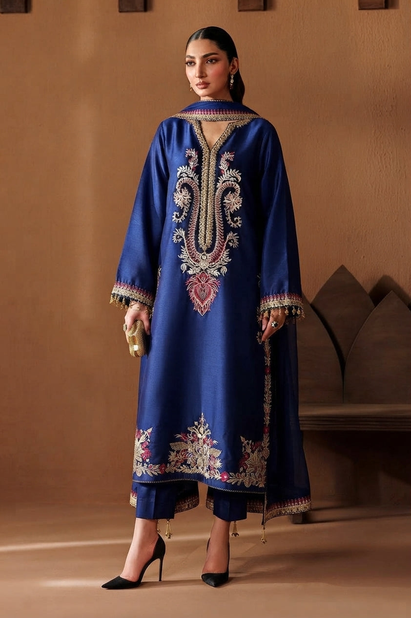BAROQUE - 3PC SILK HEAVY EMBROIDERED
