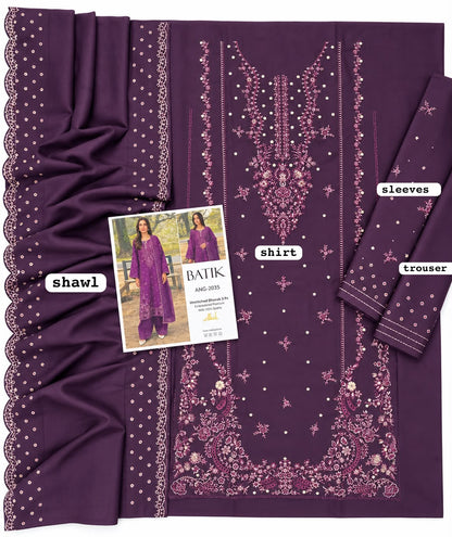 BATIK - 3PC DHANAK EMBROIDERED LUXURY ANG-2035